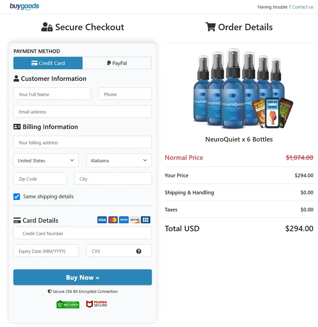 neuroquiet Order Page